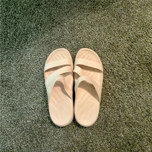 CROCS Women's Pale Pink Dual-Strap Slide Sandals